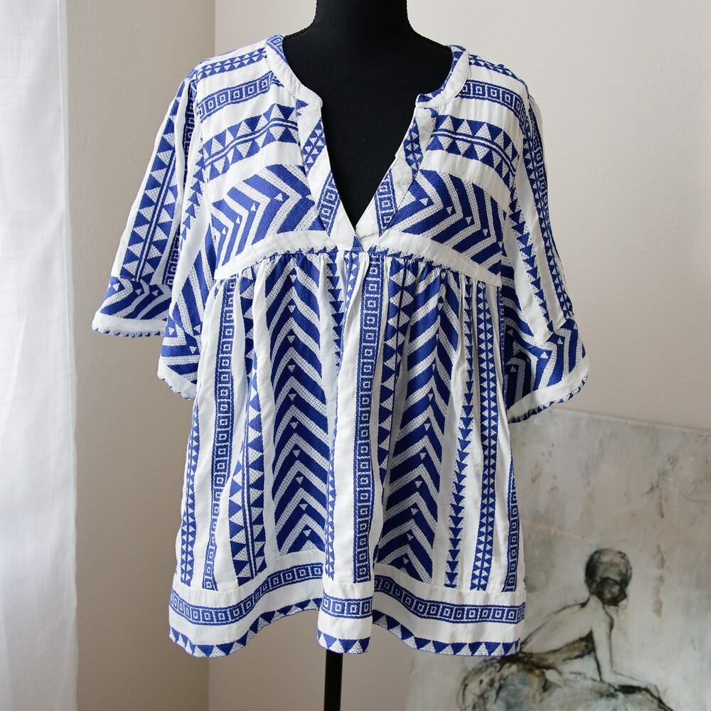 Old Navy Cobalt Blue Short-Sleeve IKAT Tunic size XXL